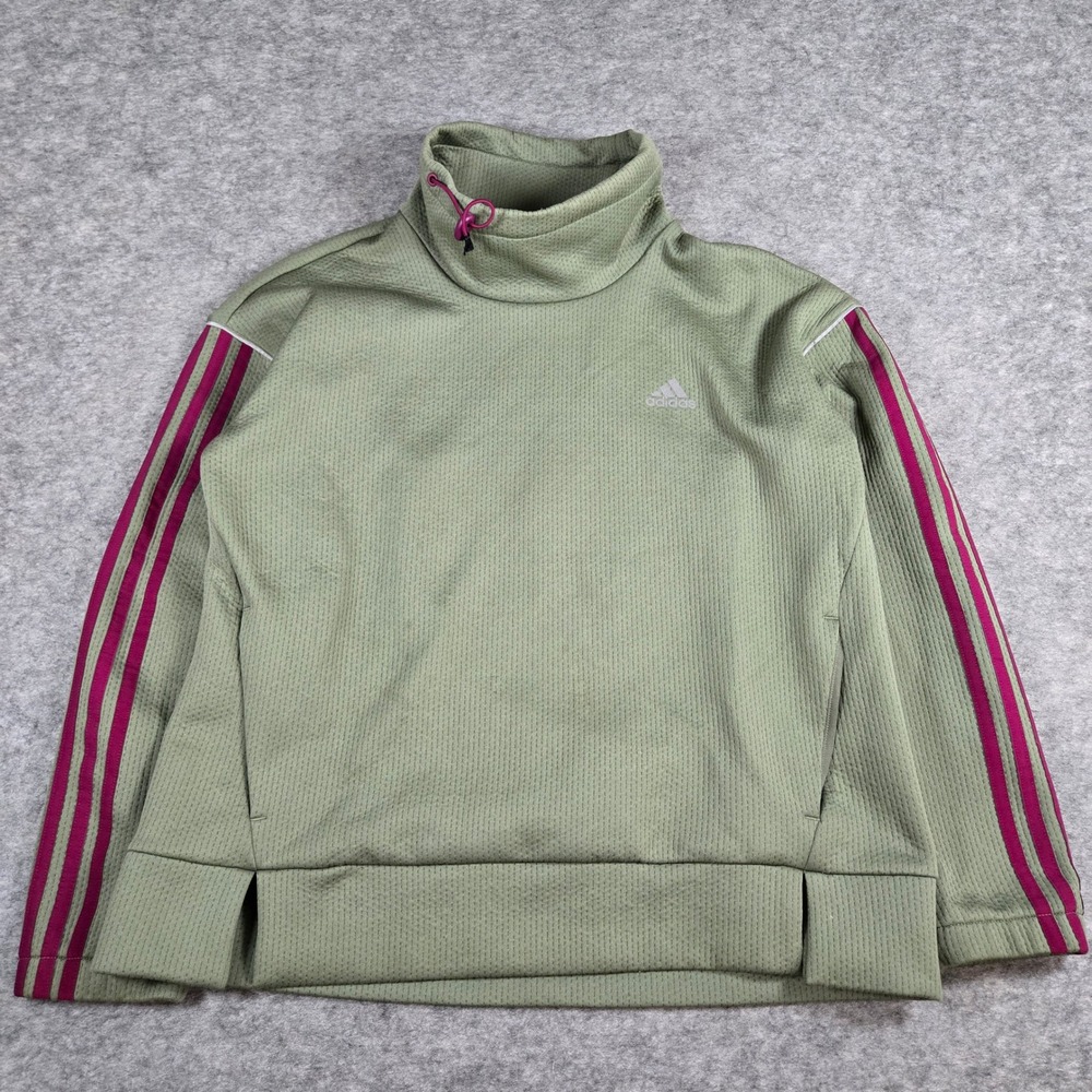 Adidas Women's Intuitive Warmth Sweatshirt Green Loose Fit Funnel Neck M